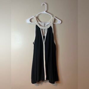 City Chic Black & Cream Trim Flowy Tank NWOT